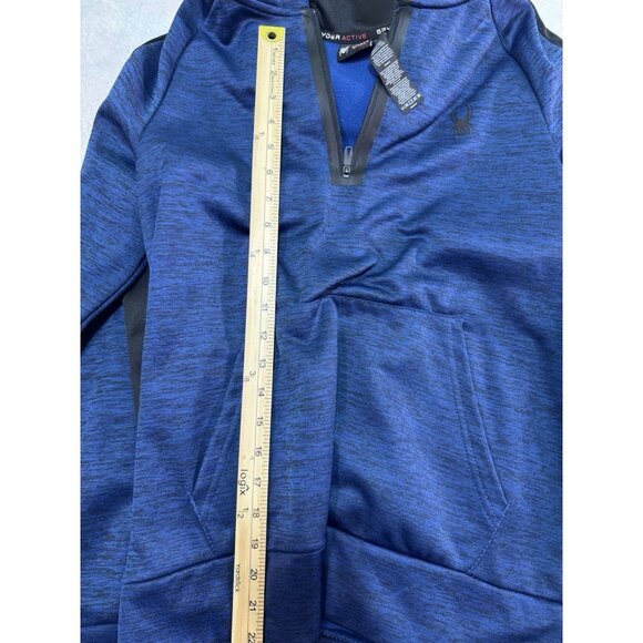 Spyder Active Hoodie Men's Blue /Black 1/4 Zip Pullover Long Sleeve Small PROW B - Picture 5 of 9